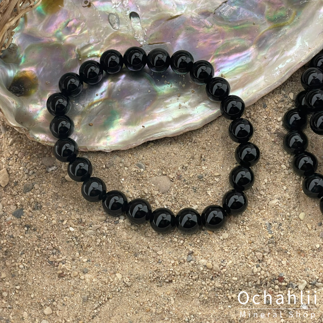 Obsidiaan regenboog armband 8mm