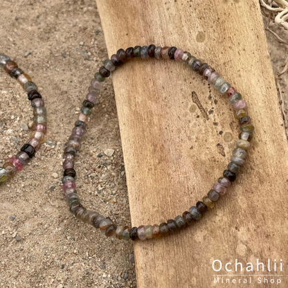 Toermalijn bont armband Licht rondel 4x2mm