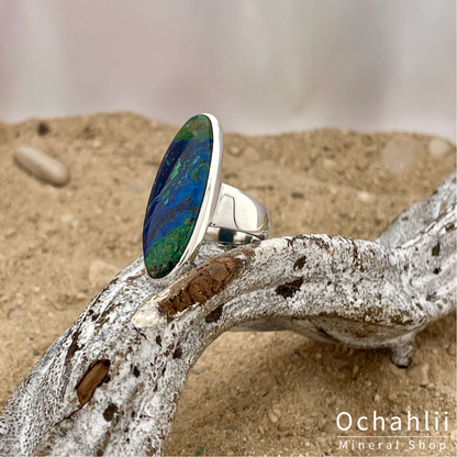 Azurite-Malachite (Arizona) silver ring size 55