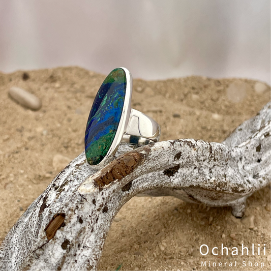 Azurite-Malachite (Arizona) silver ring size 55