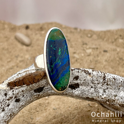 Azurite-Malachite (Arizona) silver ring size 55