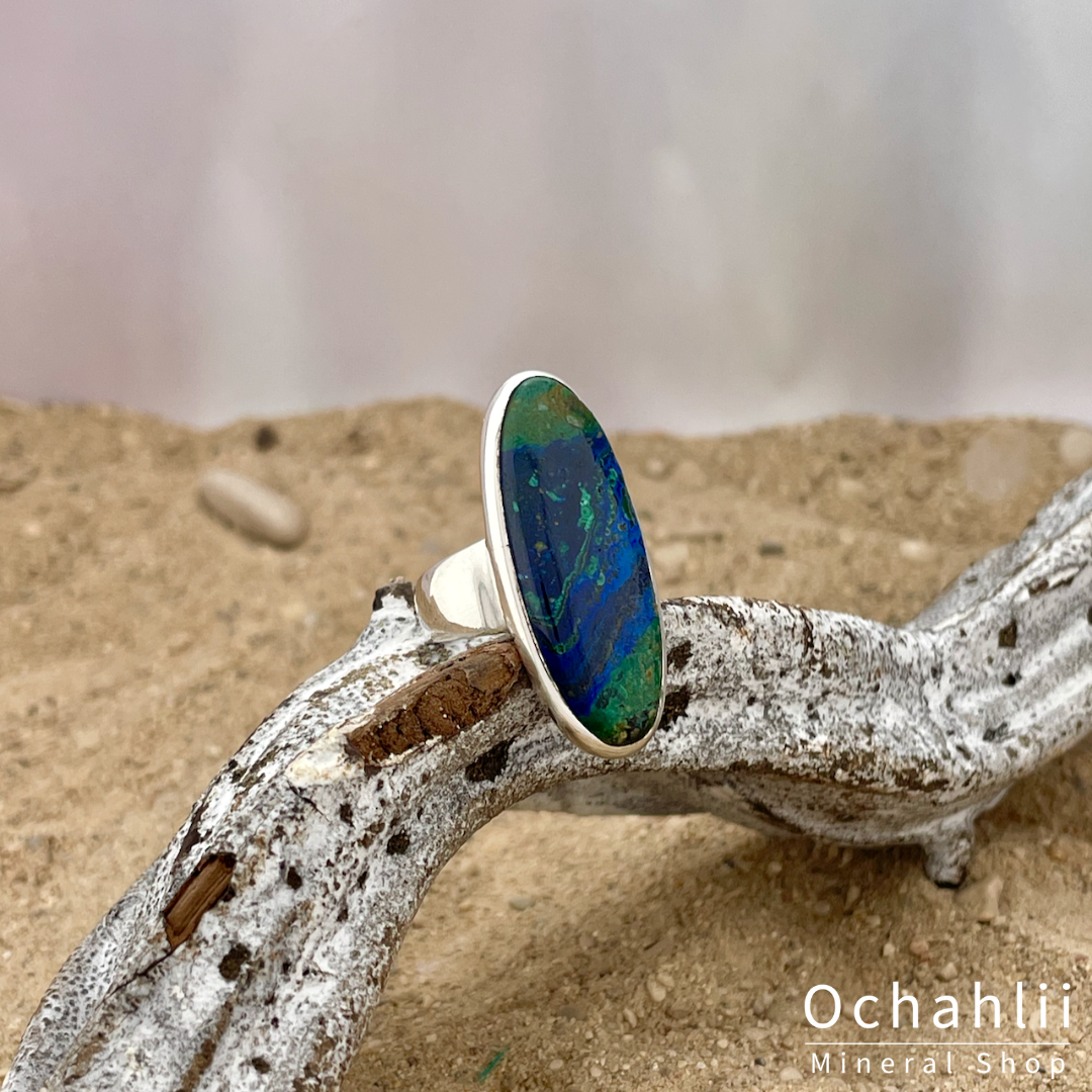 Azurite-Malachite (Arizona) silver ring size 55