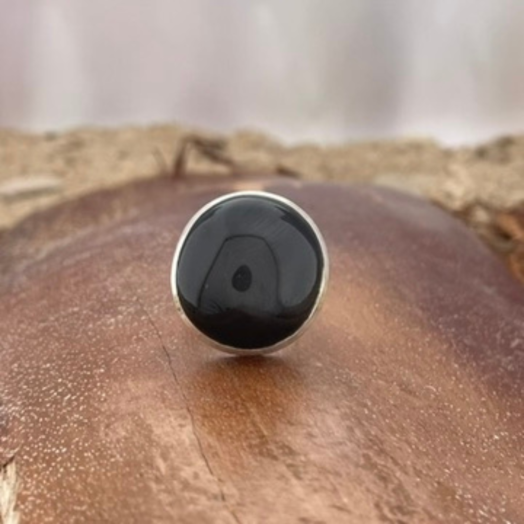 Bague en argent Étoile Noire (Diopside) "Étoile de l'Inde" taille 53