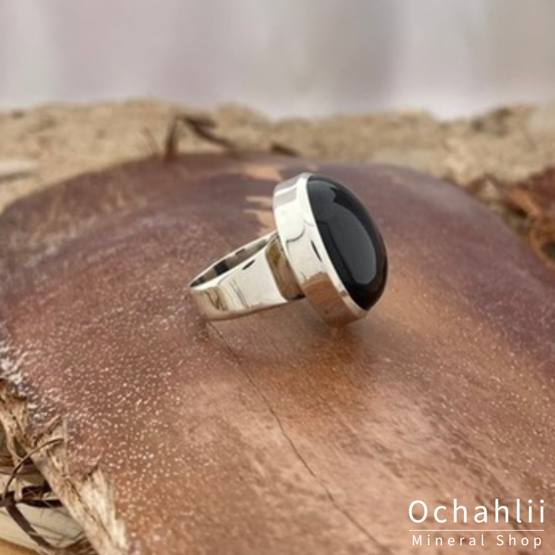 Bague en argent Étoile Noire (Diopside) "Étoile de l'Inde" taille 53