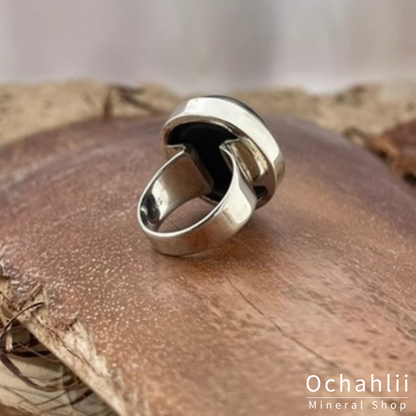 Bague en argent Étoile Noire (Diopside) "Étoile de l'Inde" taille 53