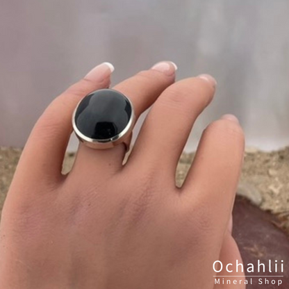 Bague en argent Étoile Noire (Diopside) "Étoile de l'Inde" taille 53