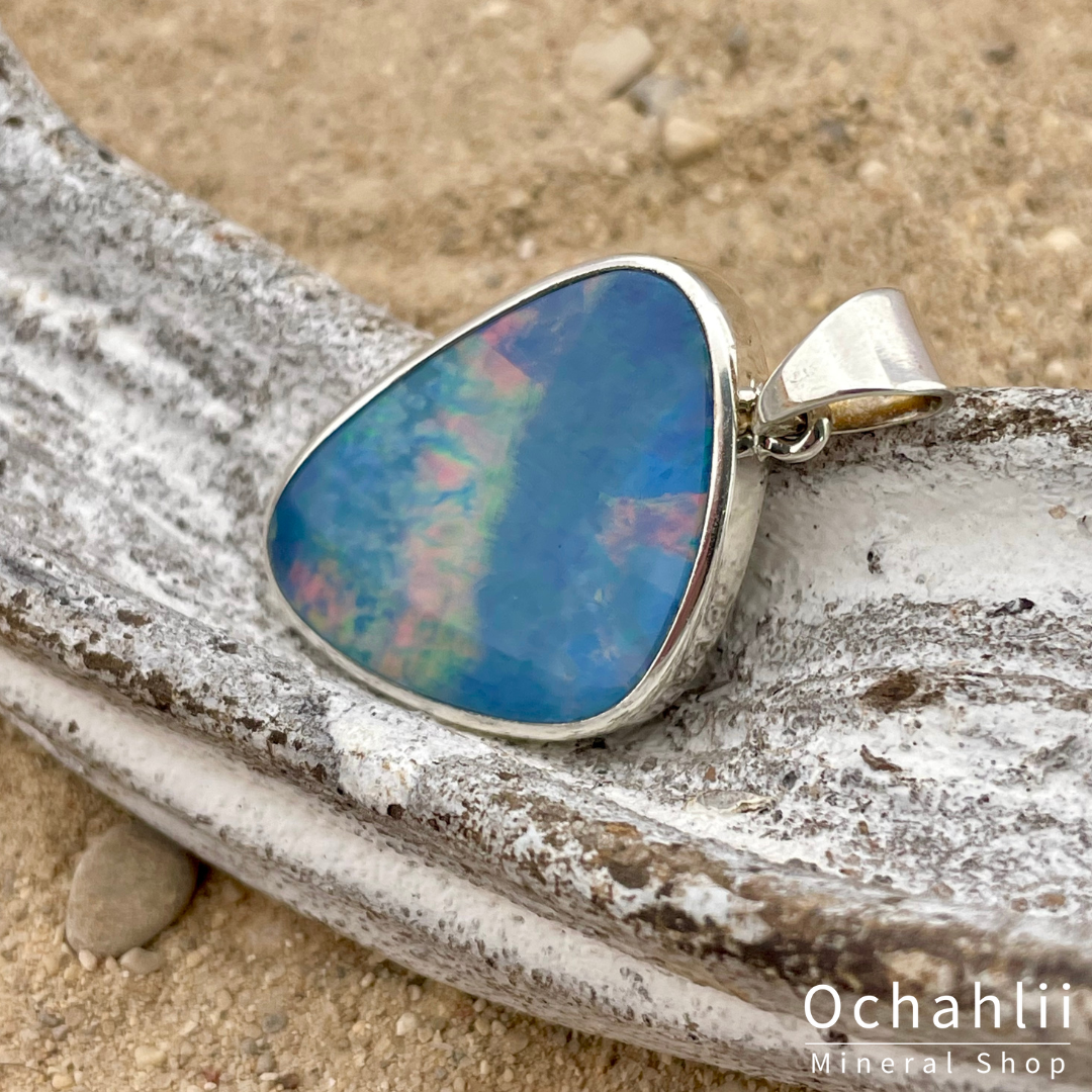 Colgante de plata de Doble Opalo Azul (Australia)