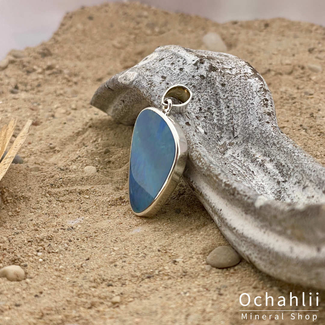 Colgante de plata de Doble Opalo Azul (Australia)