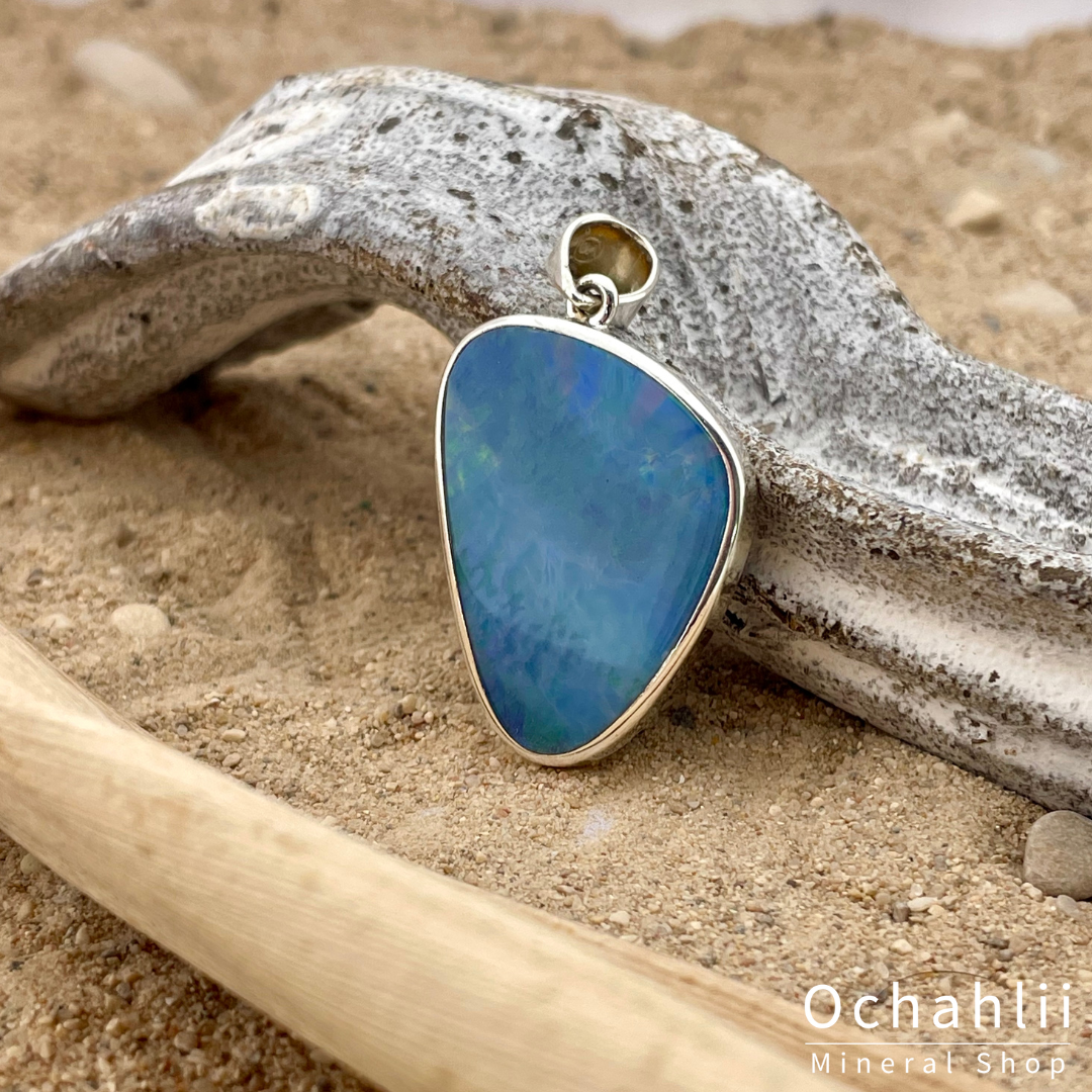 Colgante de plata de Doble Opalo Azul (Australia)