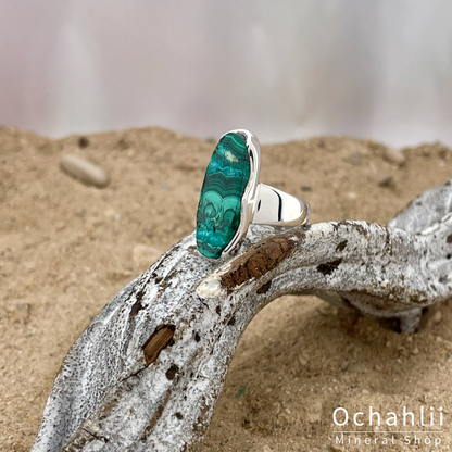 Bague en argent Malachite-Chrysocolle taille 57 