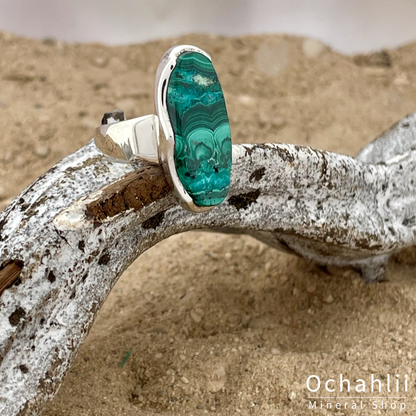 Bague en argent Malachite-Chrysocolle taille 57 