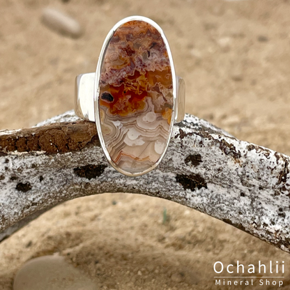 Bague en argent Crazy Lace Agate taille 58 