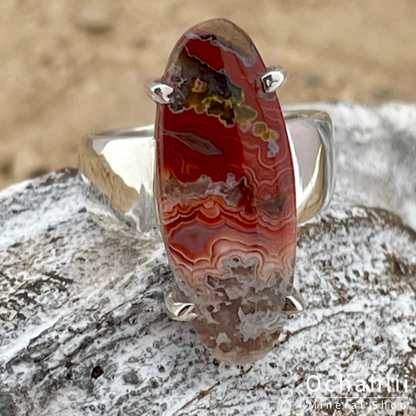 Bague en argent Crazy Lace Agate taille 52 