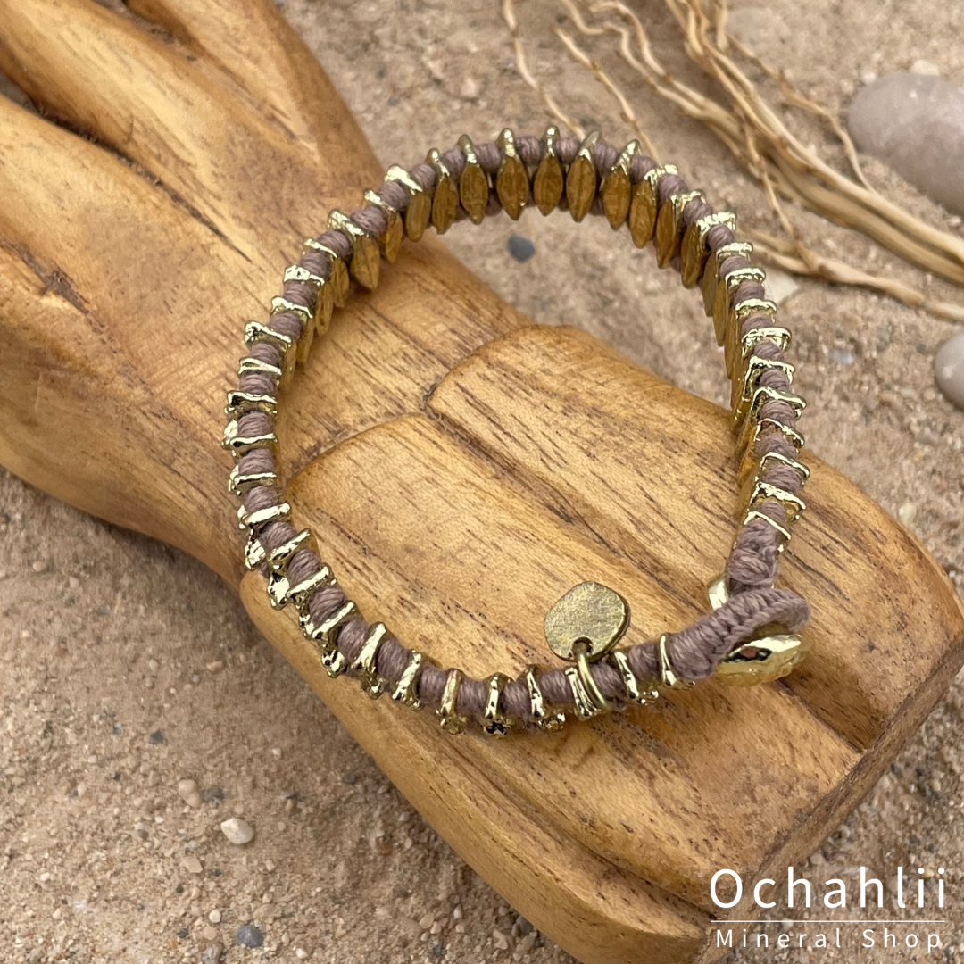 Pulsera étnica color dorado/taupe