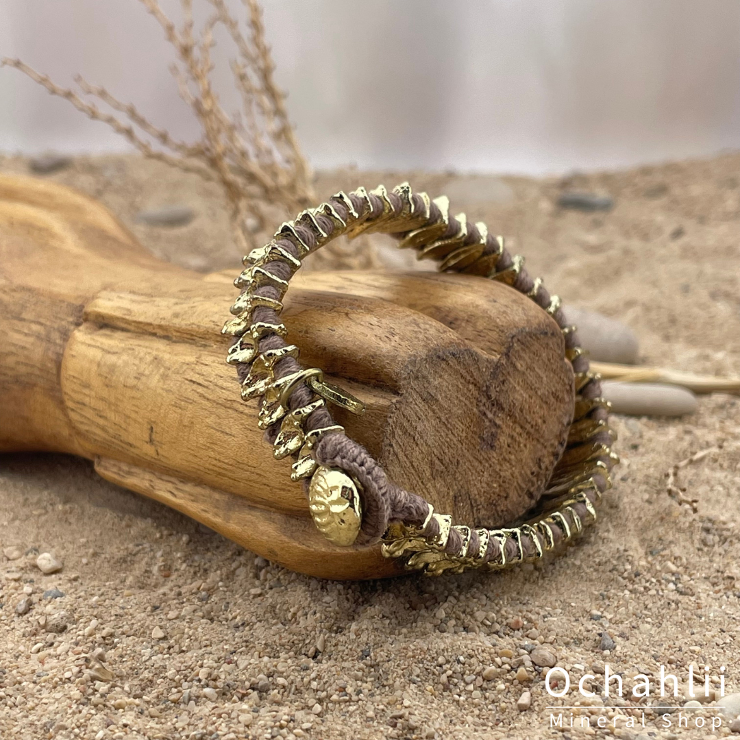 Pulsera étnica color dorado/taupe