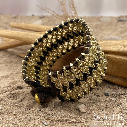 Etnische armband goudkleurig/bruin