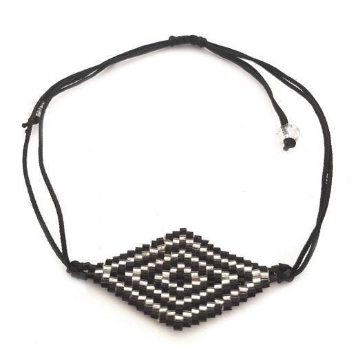 Pulsera de cuentas japonesas negro/plata