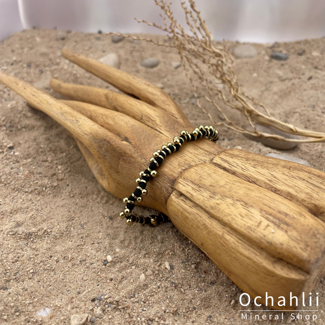 Pulsera étnica color dorado/negro