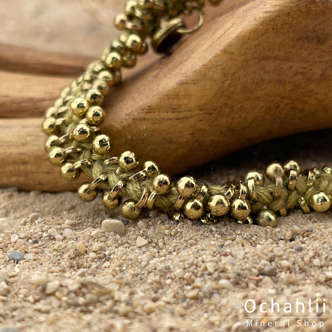 Pulsera étnica color dorado/verde oliva