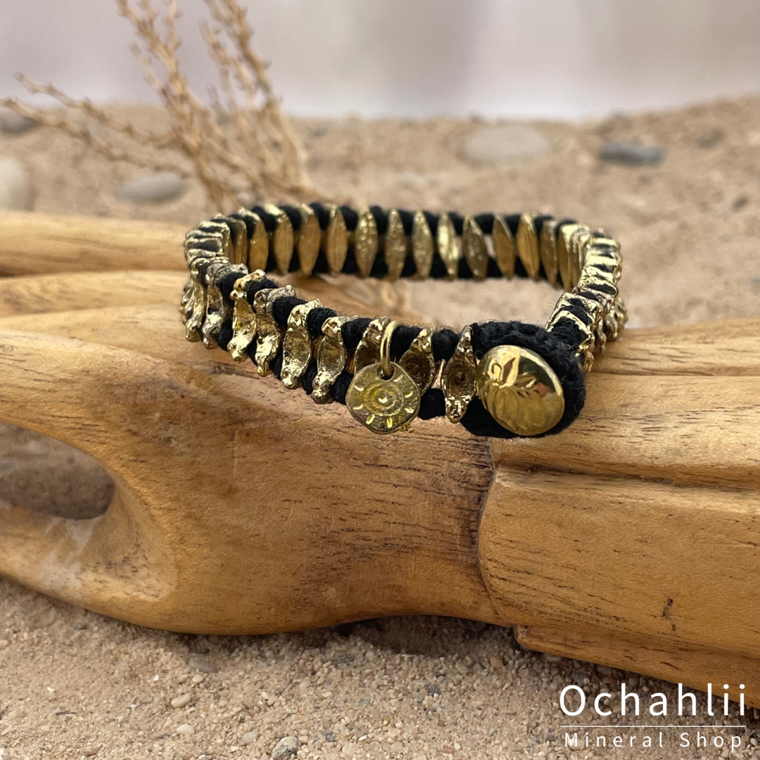 Pulsera étnica color dorado/negro