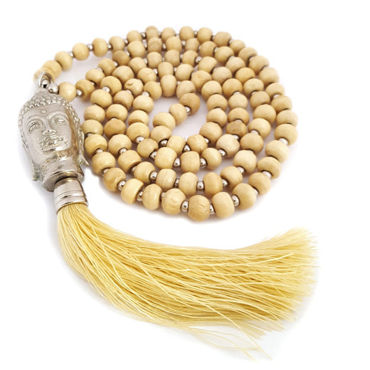 Necklace beige beads with Buddha