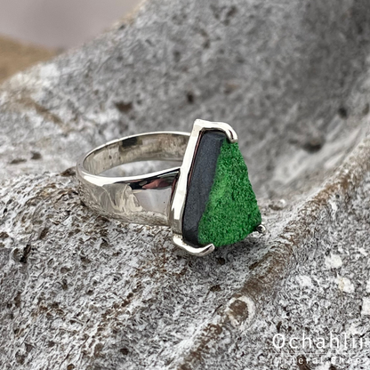Anillo de plata de granate Uwarowite talla 56