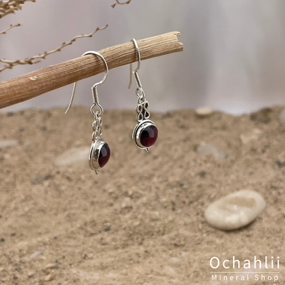 Boucles d'oreilles en argent grenat