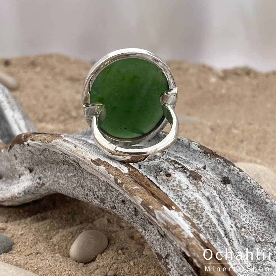 Jade silver ring size 62+