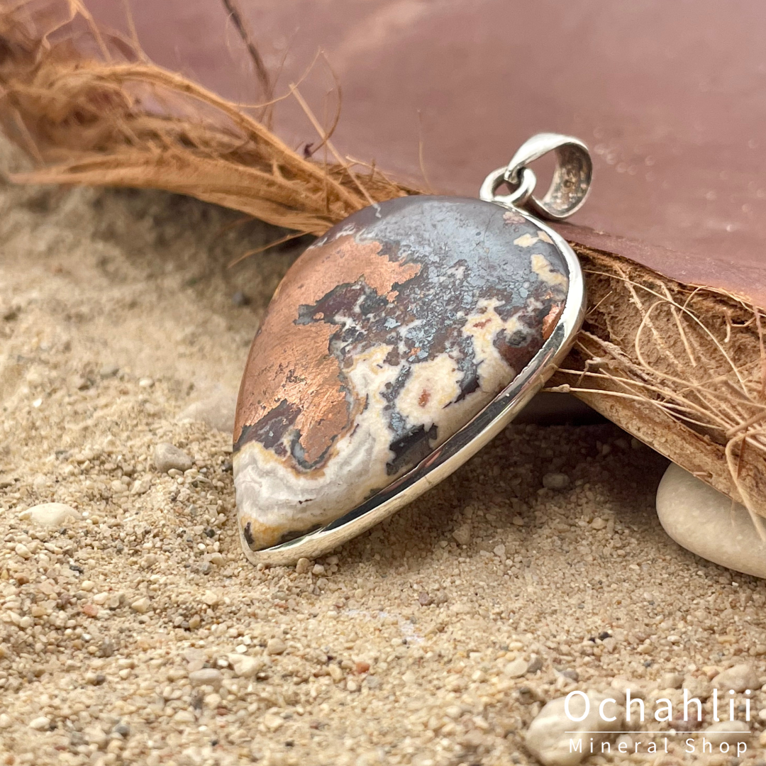 Pendentif en argent opale dendrite