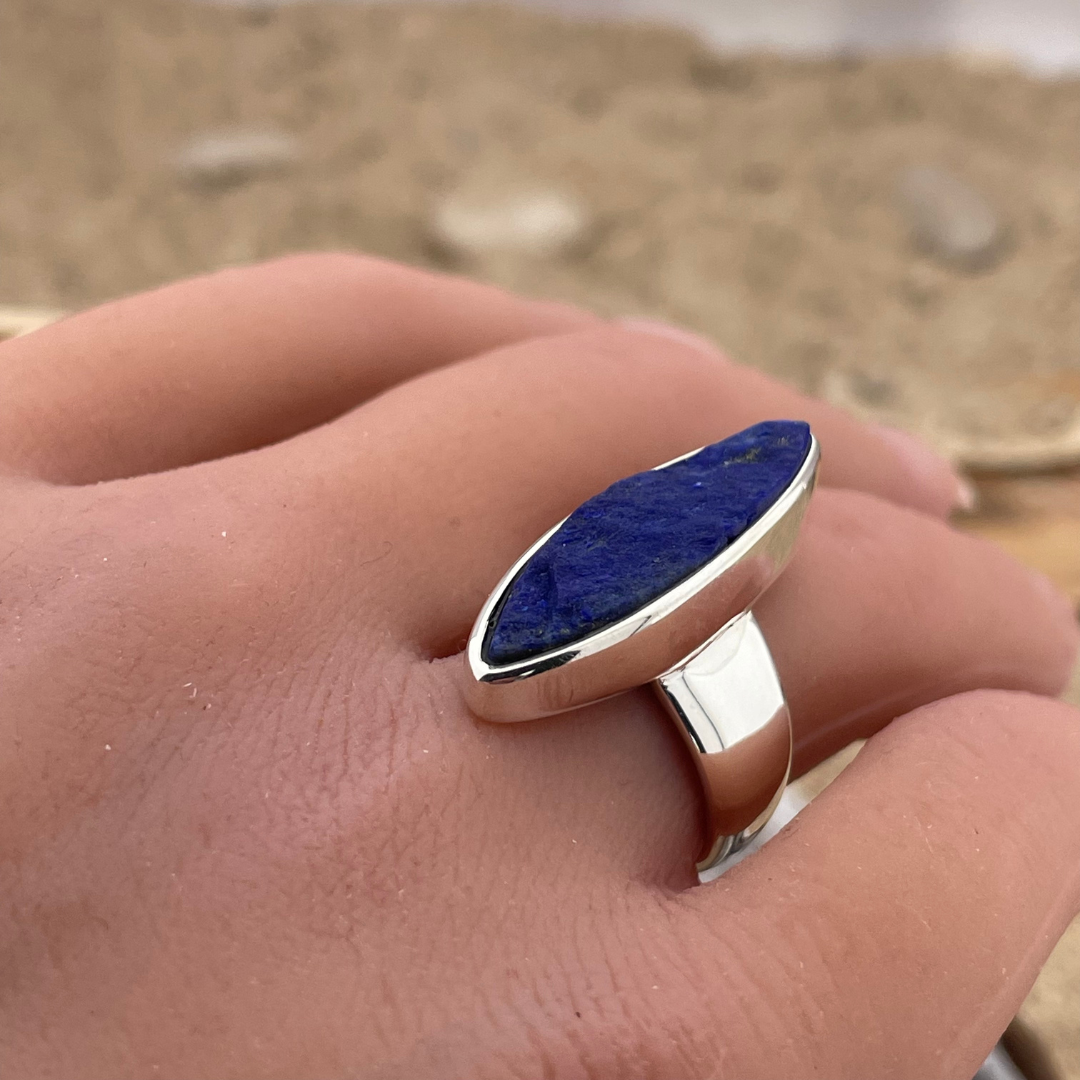 Bague en argent brut Lapis Lazuli taille 53