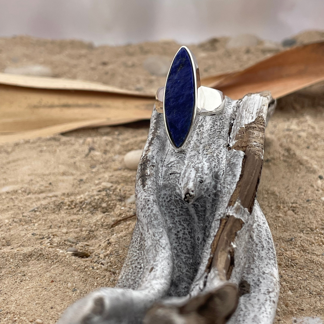Bague en argent brut Lapis Lazuli taille 53