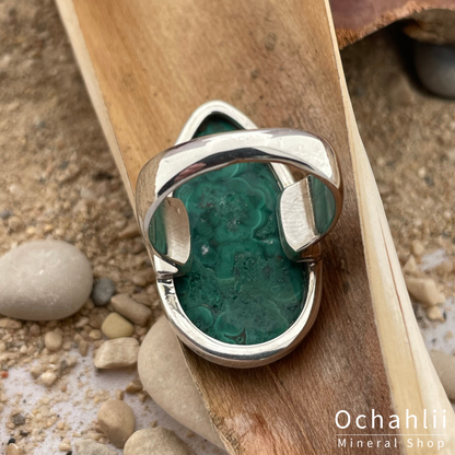 Bague en argent malachite taille 60