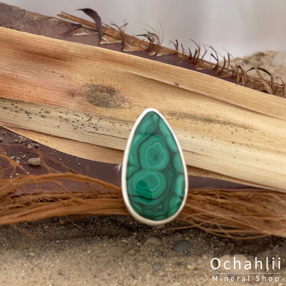 Bague en argent malachite taille 60