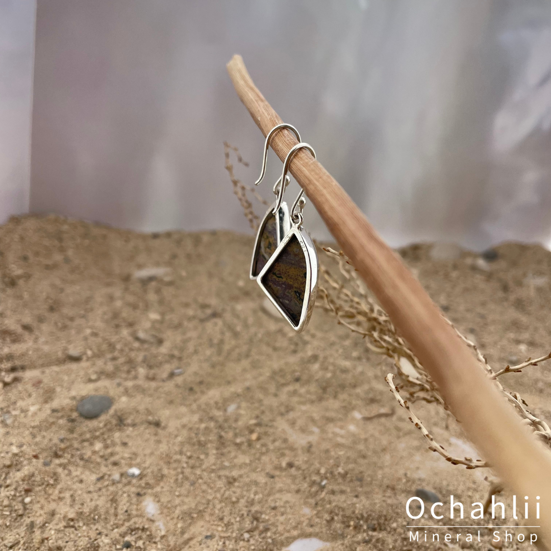 Boucles d'oreilles argent jaspe océan