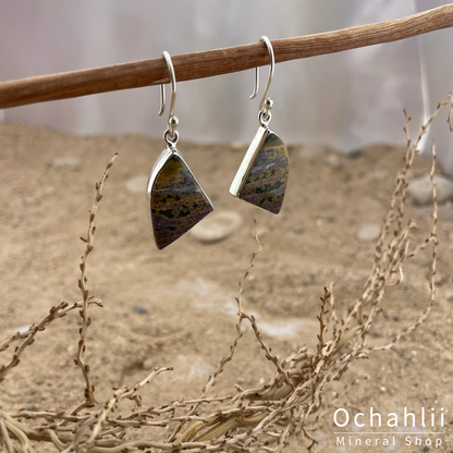 Boucles d'oreilles argent jaspe océan