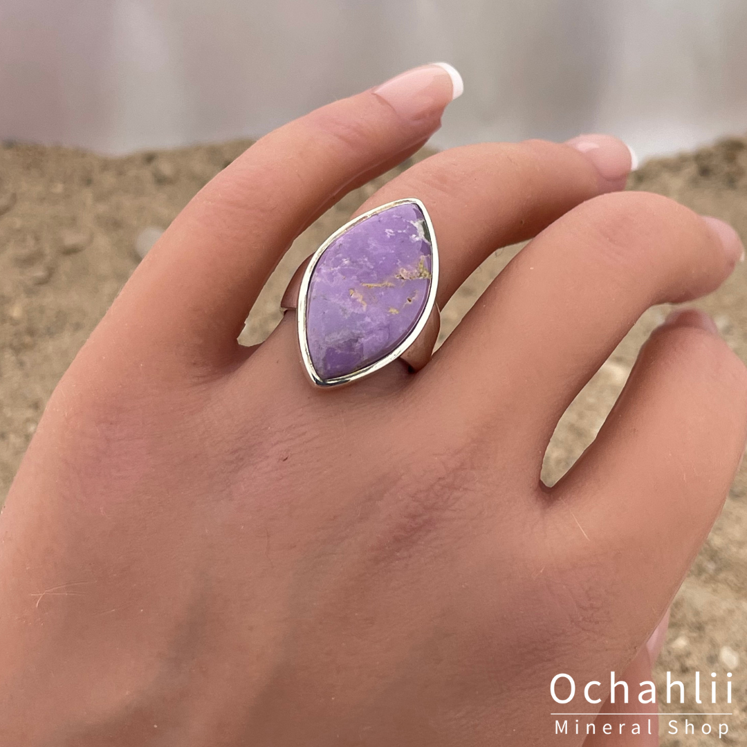 Anillo de fosfosiderita plateado talla 54