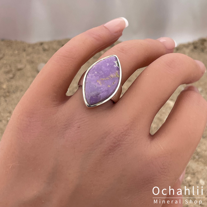 Anillo de fosfosiderita plateado talla 54