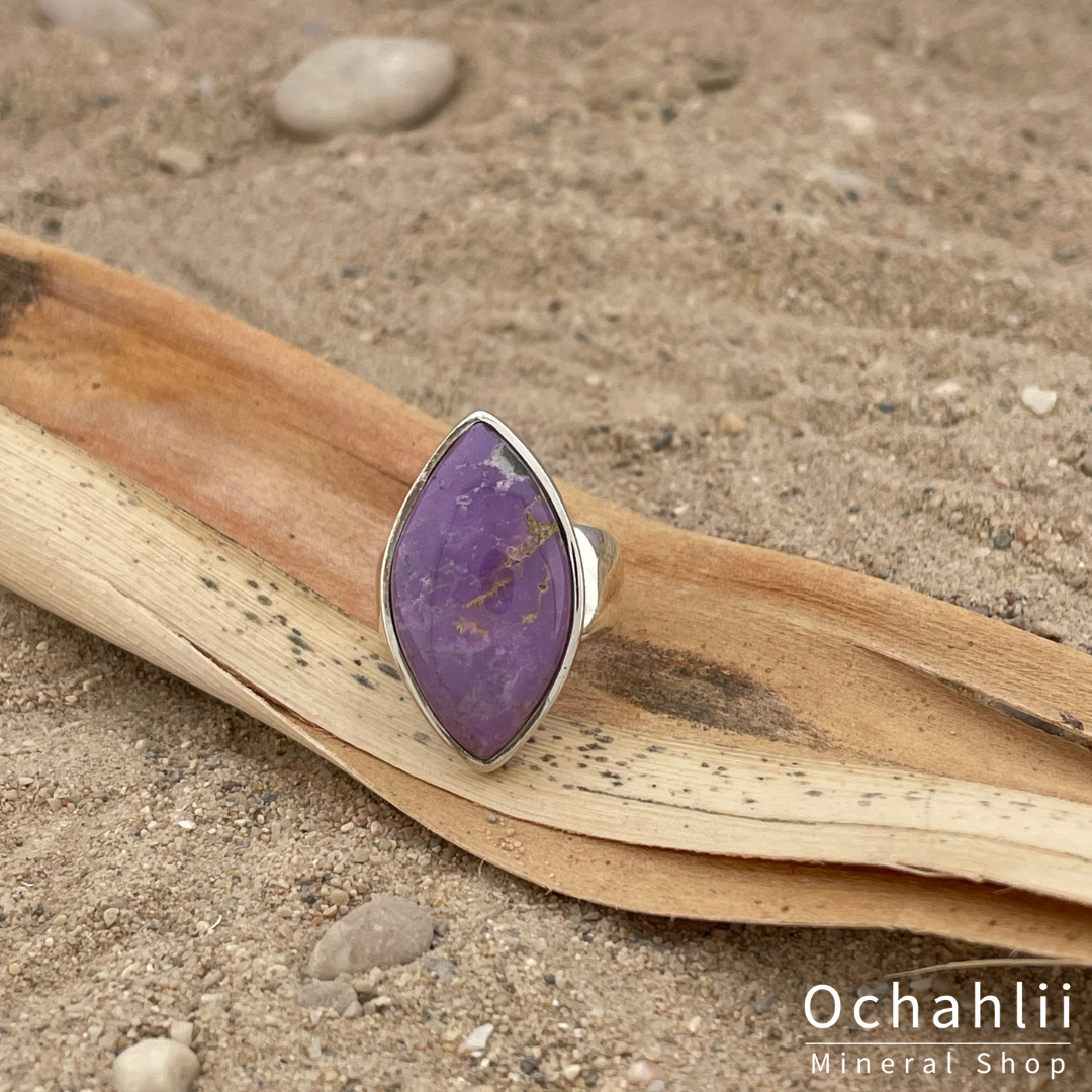 Anillo de fosfosiderita plateado talla 54