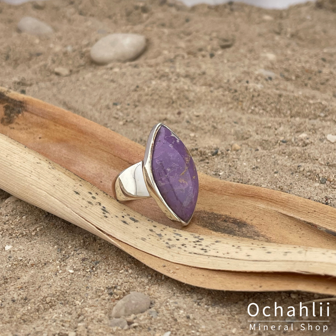 Anillo de fosfosiderita plateado talla 54