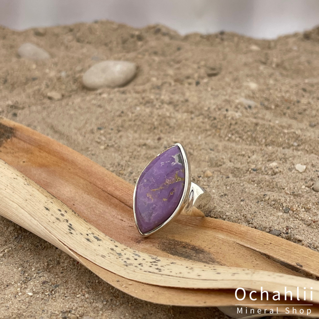 Anillo de fosfosiderita plateado talla 54