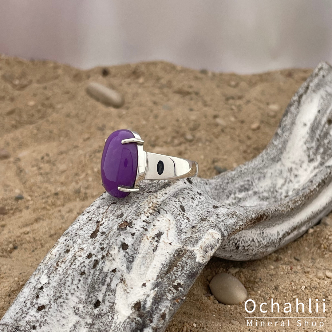 Anillo de fosfosiderita de plata tamaño 55