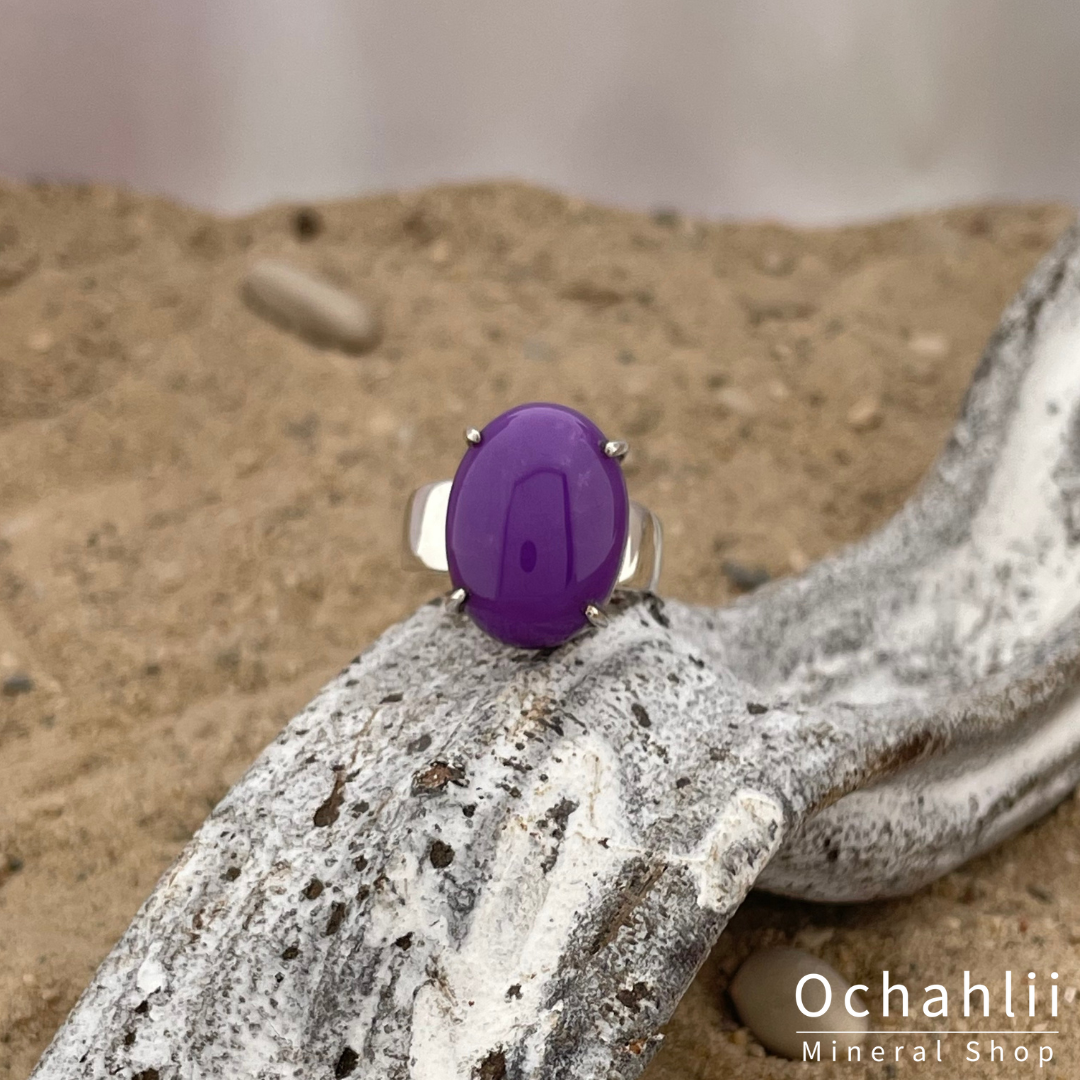 Anillo de fosfosiderita de plata tamaño 55