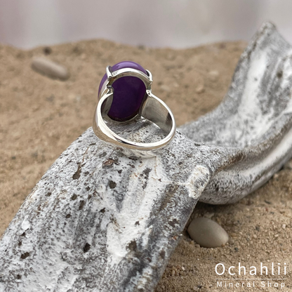 Anillo de fosfosiderita de plata tamaño 55