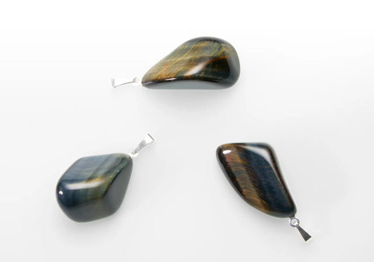 Pendentif en pierre à tambour Oeil de faucon