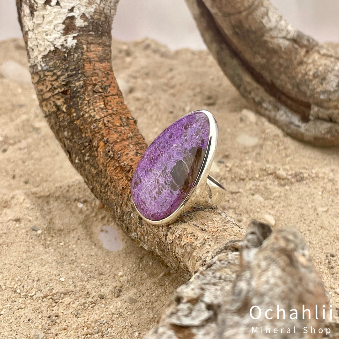 Purpuriet zilveren ring maat 57