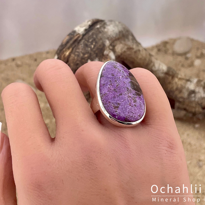 Purpuriet zilveren ring maat 57