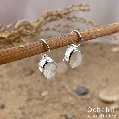 Pendientes de plata de piedra lunar arcoíris