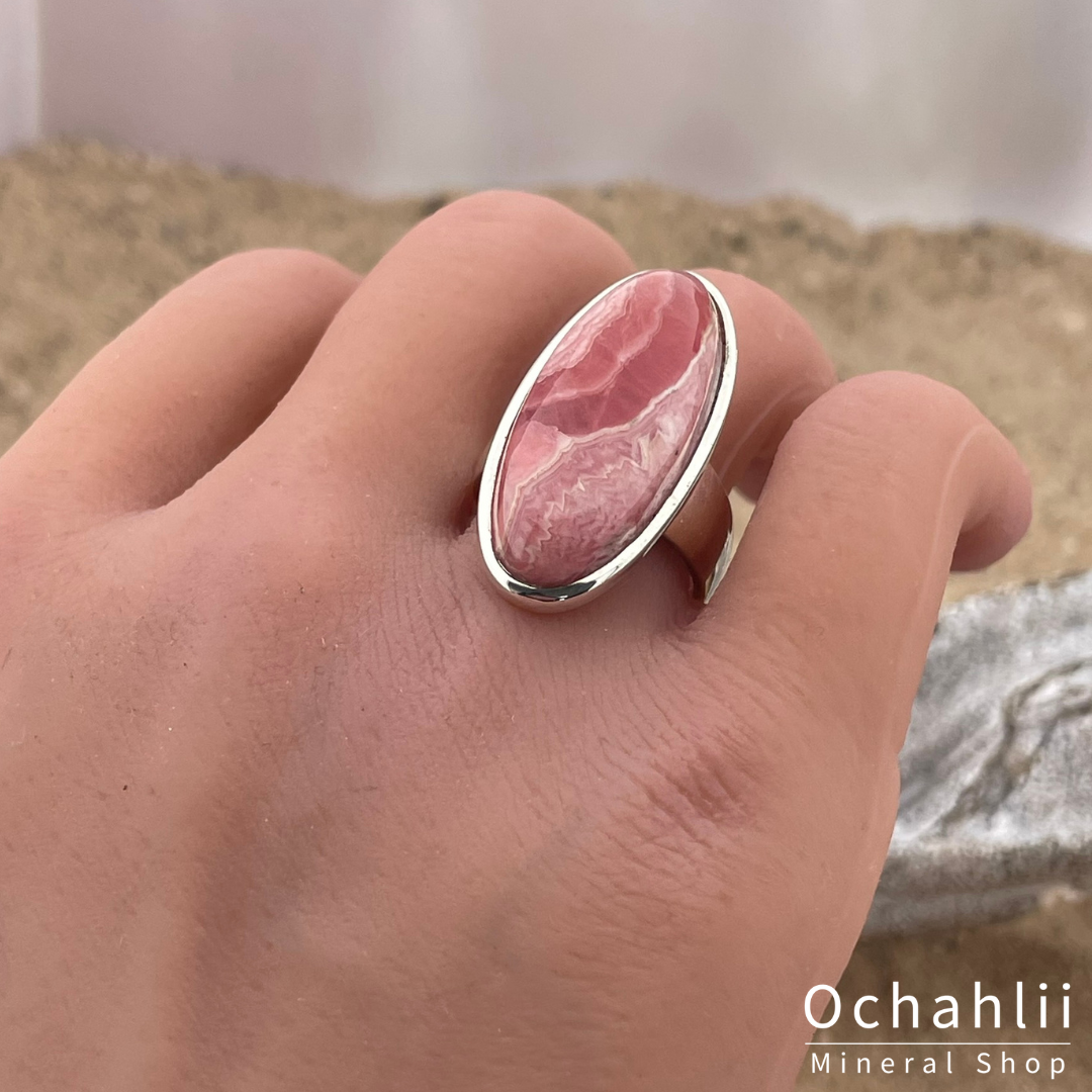 Rhodochrosiet  zilveren ring maat 55