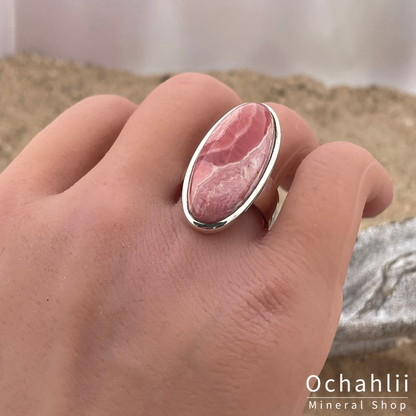 Rhodochrosiet  zilveren ring maat 55