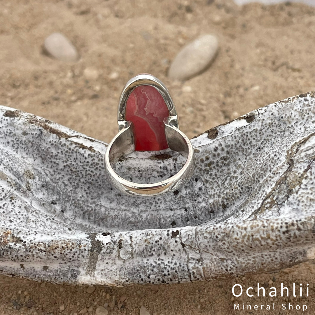 Rhodochrosiet  zilveren ring maat 55